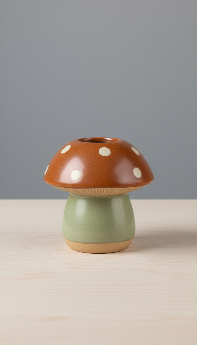 Ceramic Mushroom Planter with Drainage