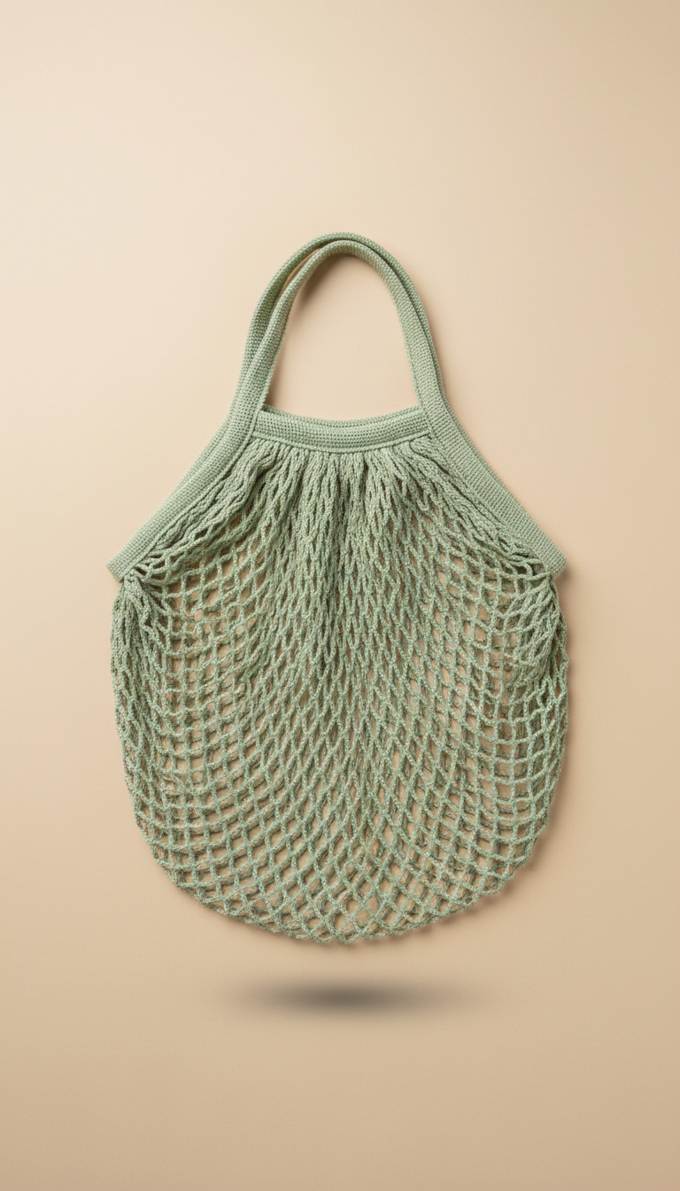 Reusable Cotton Grocery Net With Long Handle